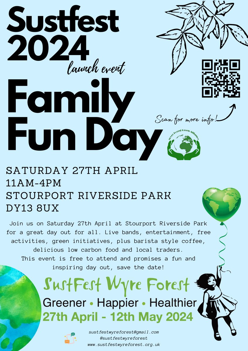 We'll be at the Wyre Forest Green Alliance's Sustfest family fun day on 27th April! With lots to explore and opportunities to learn more about sustainable living, it should be a fantastic day 😊