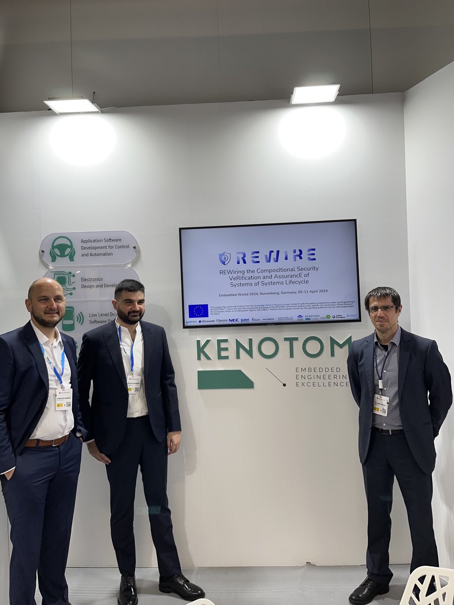 REWIRE has successfully participated at the ongoing Embedded World 2024, being held in Nuremberg, Germany (9-11 April). Our partner @KenotomGR  hosted REWIRE at its booth, giving the opportunity to all visitors to learn more about REWIRE and its vision.
#EmbeddedWorld2024
