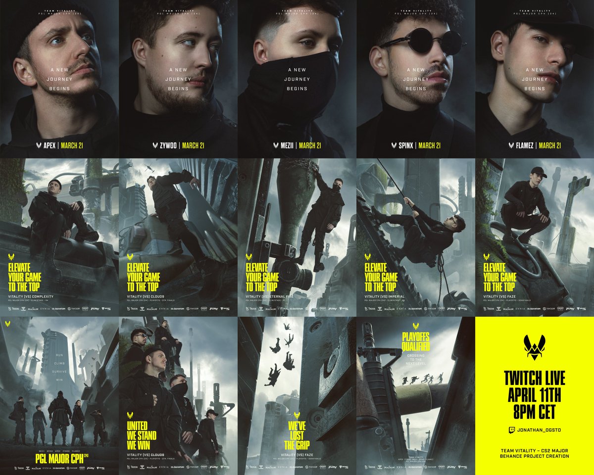 JonathanOgsto's tweet image. Hi fam! Save the date 🚨

➡️ LIVE tomorrow to create the Behance project of the last big @TeamVitality CS2 posters campaign 🥳 !
Program: Process explanation, PSD review, Q&amp;amp;A etc
Date: April 11, 8:00PM CET