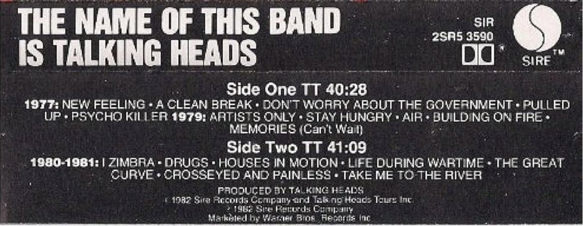 On this day in 1982 No 22 UK Album Chart Talking Heads “The Name Of This Band Is Talking Heads”…a double live album…Talking Heads..magnificent…a difficult pick indeed. I’m choosing “Psycho Killer” how about you? #1980s #TalkingHeads @jillwebb2005 @nikidoog @CarolynPPerry…