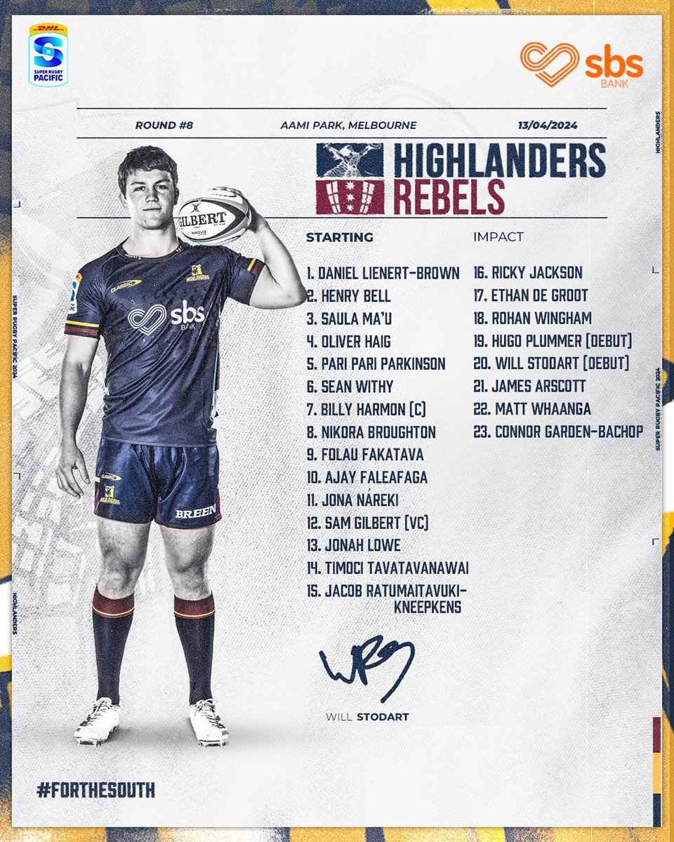 🚨 Team Naming Day

✅ Pari Pari is back from 🤕
✅ Timoci

🏠 @MelbourneRebels 🆚 🛫 @Highlanders 
🏟️ Melbourne 
📆 Sat, Apr 13
⏰ NZT 9:35pm
📺 @skysportnz

#OffSeasonTourOfDuty
#SuperRugbyPacific
#FinzUp 🦈