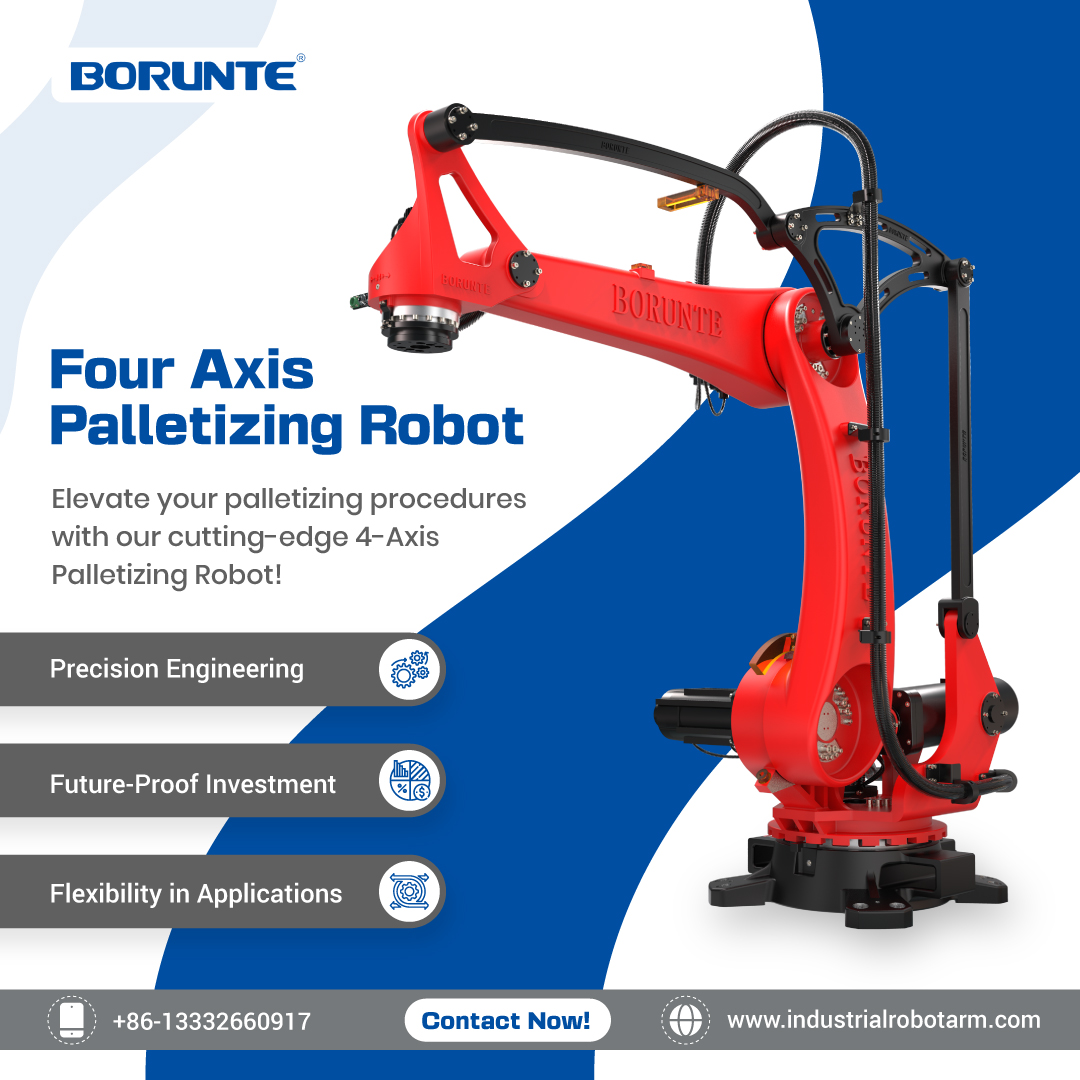 Revolutionize your palletizing process with our advanced 4-axis Palletizing Robot! 🤖💼 

Click Here to Know more - industrialrobotarm.com

#PalletizingRobot #borunte #4axis #weldingrobot #stampingrobot #robot #robotics #roboticarm #industrialrobots #roboticsindustry