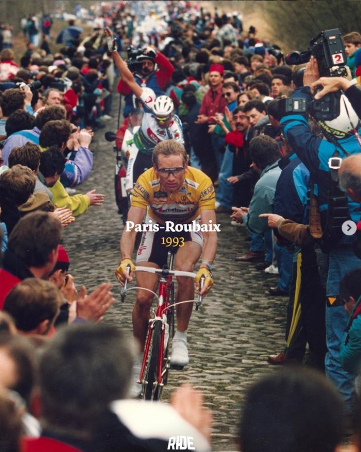 Adrie van der Poel (Paris-Roubaix 1993) 📸 via ridemagazinenl (IG) #AdrieVanderPoel #ParisRoubaix #VanderPoel #cycling #wielrennen #ciclismo #cyclisme