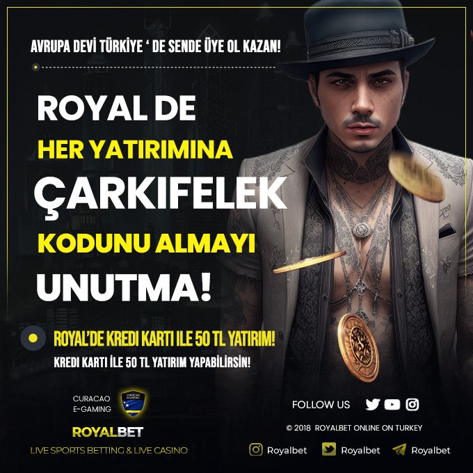 ⭐️ #ROYALBET'TE HER YATIRIMA ÇARK KODU HEDİYE!

🎰 HER YATIRIMDA BİRBİRİNDEN FARKLI ÖDÜLLERİ KAZANMA FIRSATI!  

🎁 250₺ ÜZERİ YATIRIMLARINIZDA  3 FARKLI HEDİYE SİZİ BEKLİYOR! 

💰2.000.000₺ GÜNLÜK ÇEKİM FIRSATI!

⭐️bit.ly/RoyalBettr

#royalbet #royalbetturkiye #bonus