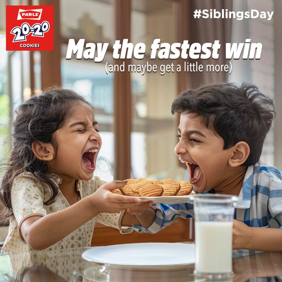 Proof that competition starts young (and never truly ends). #Parle2020Cookies #parlefamily #parleproducts #2020cookies #cashewcookies #buttercookies #Parle2020 #viral #trends #topicalspot #momentmarketing #siblingsday