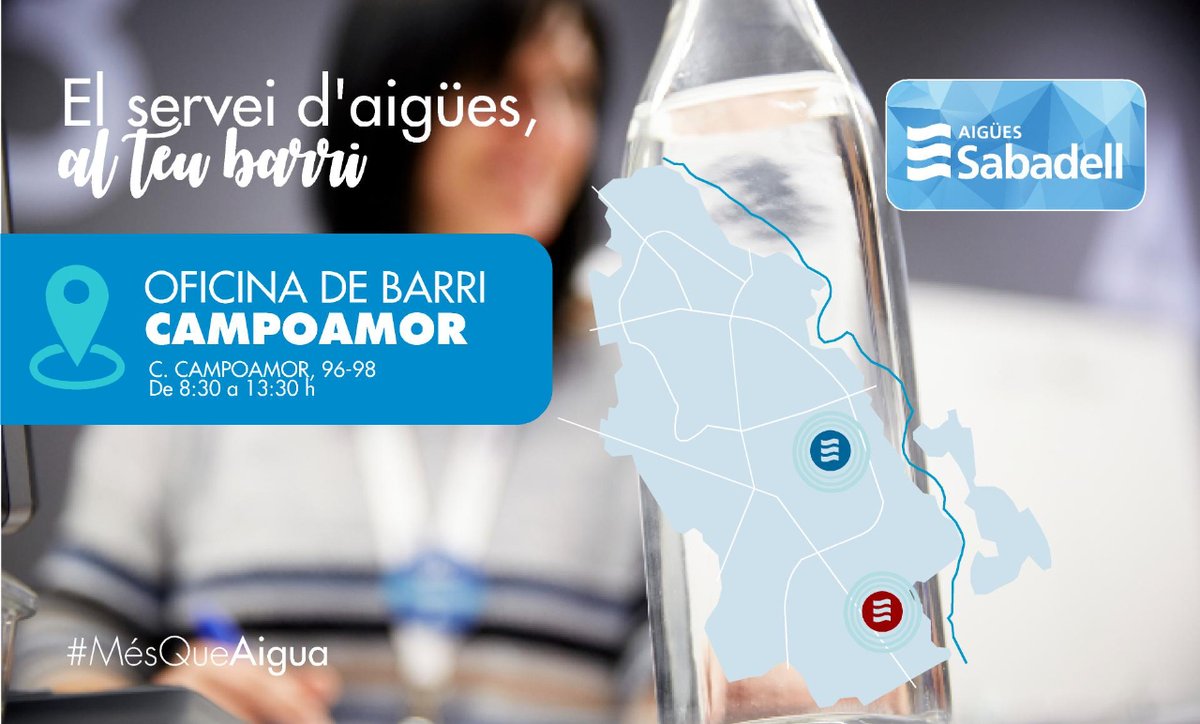 El servei d'aigües, al teu barri!

🤝Avui obrim #OficinaDeBarri a #Campoamor
🕑 De 8:30 a 13:30 h
📍c. Campoamor, 96-98

#Sabadell #MésQueAigua