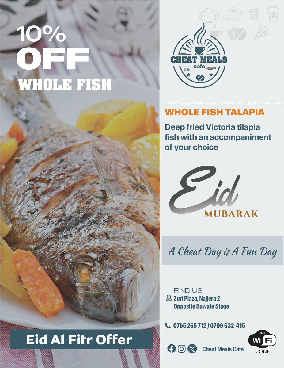 CheatMealsCafe's tweet photo. There’s an offer at our cafe to celebrate Eid 🌙

10% off the following amazing treats 🍱🍛

#CheatMealsCafe
#EidAlFitr2024 https://t.co/nGQ1UR9Fof