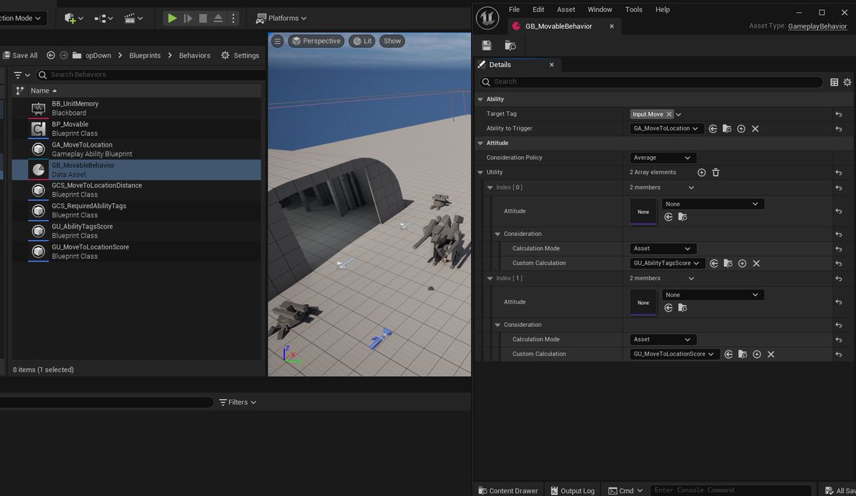 mechabaron's tweet image. Was on a curve to learn #unreal5 GAS these days and slotting some coding time with behavior system that lets me call gameplay events procedurally.
Feeling optimistic about using unreal ability system. Just the fact that everything is network predicted out of the box is a dream.