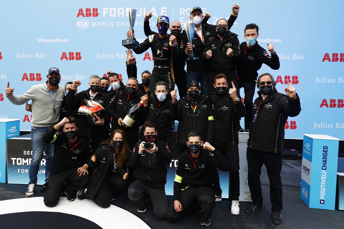 First race of the DS E-TENSE FE21 and win of @jeanericvergne for the 3rd Round of the ABB Formula E World Championship #DSautomobiles #JeanEricVergne #RomeEPrix