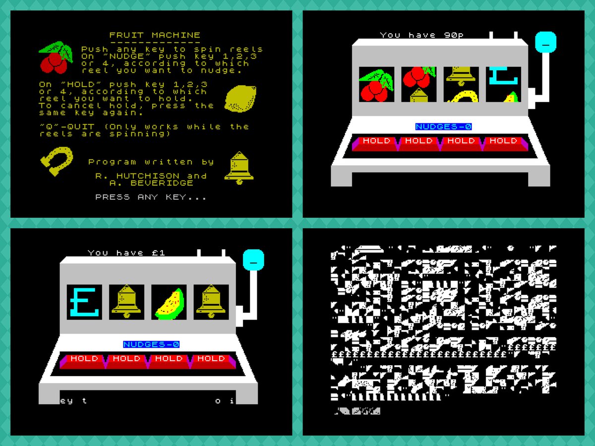 OldSchoolBooks1's tweet photo. Today's #retrogaming on the #ZXSpectrum #FruitMachine, which was on the 'Don't Buy This" compilation and with good reason. If you are having trouble sleeping you might want to try this game as it is rather slow. But if you break in to the program it does look rather pretty! https://t.co/7KpV1MNvIy