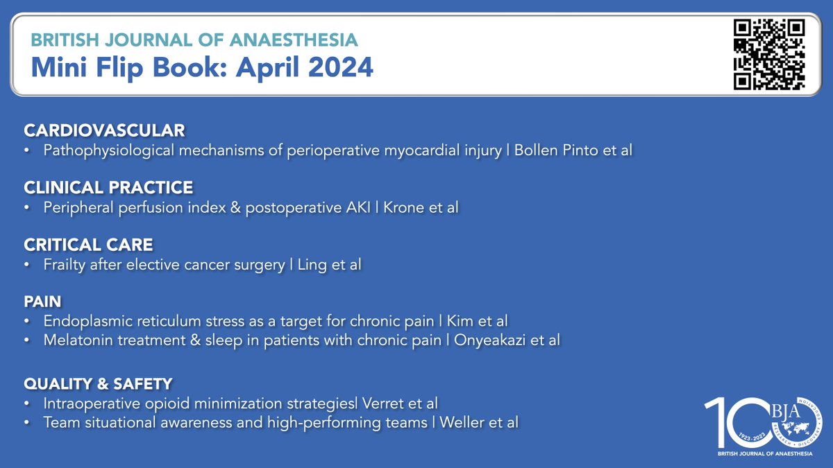 Check out the April issue of the BJA #miniflipbook - a compilation of all our #FREETOVIEW articles. #myocardialinjury #AKI #Frailty #chronicpain #endoplasmicreticulum #melatonin #opioids #teamworking bja132-4.elsevierdigitaledition.com