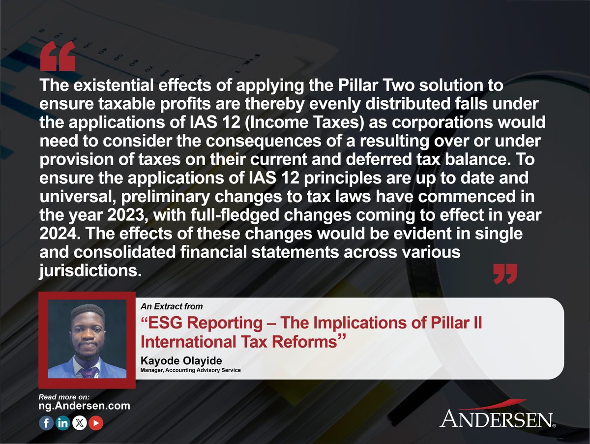 Check out this extract from our article on ESG Reporting. In this piece, we delve into the specifics of the Global Minimum Top-up Tax, elucidating who may be liable for such payments and how they are calculated.

ow.ly/yBON50R8t5M

 #ESGReporting #GlobalMinimumTax