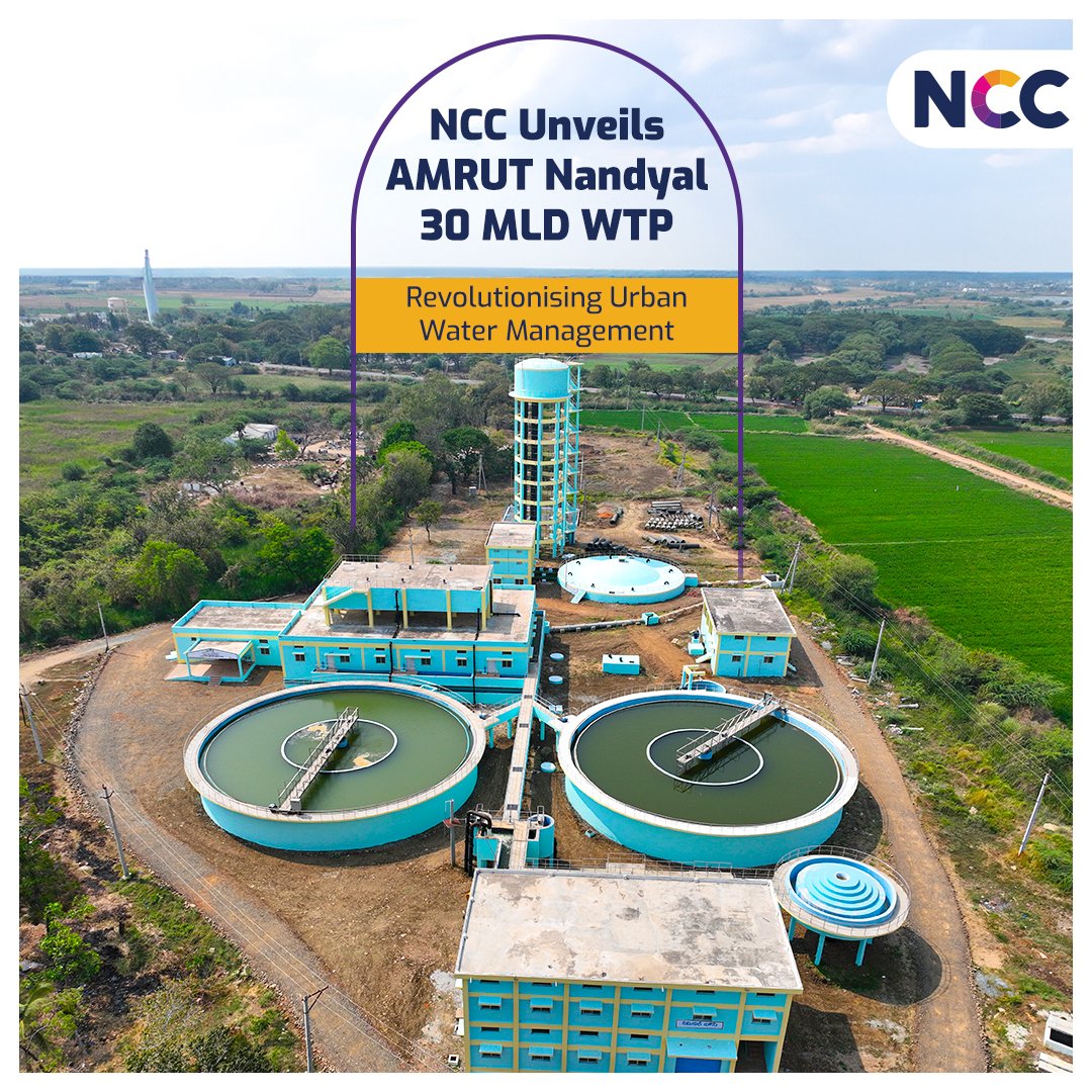 #NCCLimited proudly completes 30 MLD #WaterTreatment Plant under #AMRUT in #Nandyal, underscoring our commitment to enhancing water infrastructure for a sustainable future.

#NCC #WaterInfrastructure #CleanWaterForAll #WaterManagement #Infrastructure #Development #WaterSupply