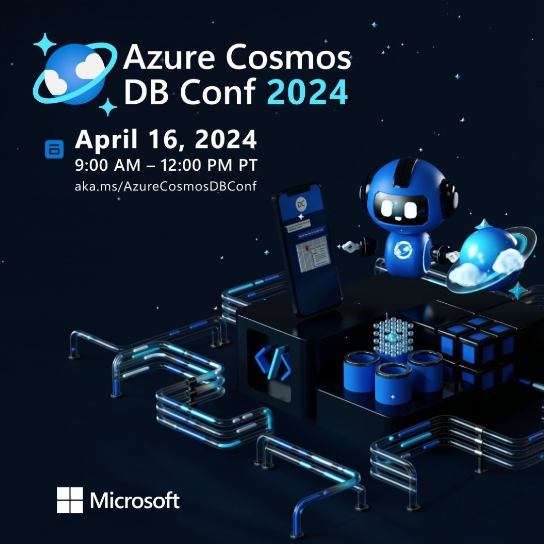 On April 16, 2024 see all the latest and greatest in #AzureCosmosDB! You won't want to miss the biggest Azure Cosmos DB event of the year. Register now for #AzureCosmosDBConf: aka.ms/AzureCosmosDBC…