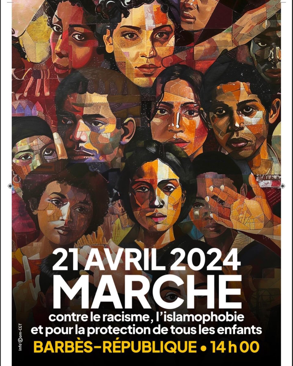 Appel à la marche du 21 avril 2024 contre le racisme, l’islamophobie et pour la protection de tous les enfants ! À Paris, rdv à 14h à Barbès. solidaires.org/sinformer-et-a…