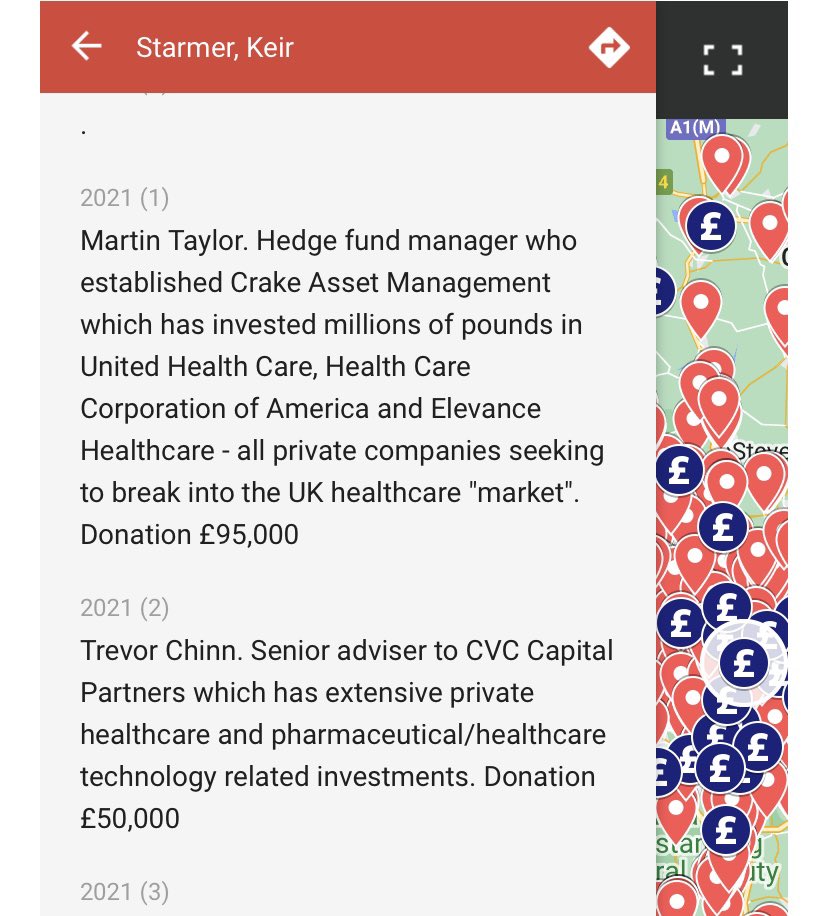 Just thought I’d post some screenshots showing Keir Starmer’s links to individuals and orgs associated with private healthcare too. EveryDoctor built a map- it hasn’t been updated recently… perhaps we should do that? If these concern you, RT.🚨🚨🚨