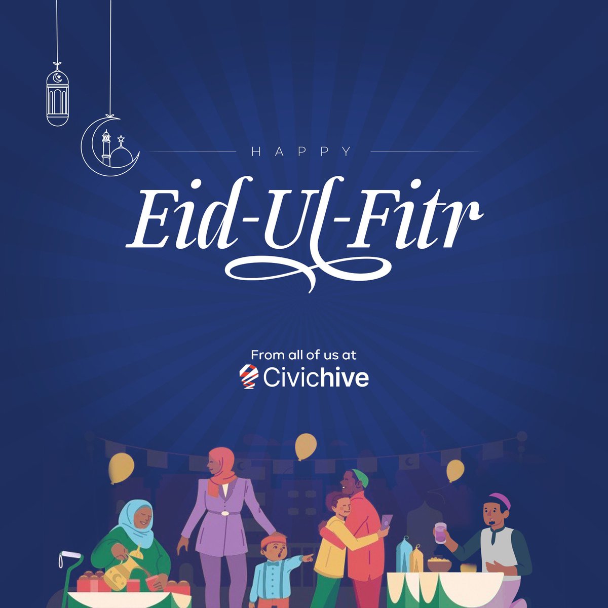 May the joy of Eid-ul-Fitr fill your hearts with love, peace, and gratitude. Wishing you and your family a blessed and joyous Eid from all of us at Civic Hive! 🌙✨
