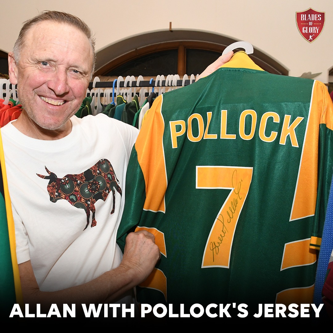 Double the legend, double the inspiration! 🏏

Mixing the magic of Allan Donald with the finesse of Shaun Pollock's jersey - an unbeatable combination! 🔥
.
#AllanDonald #ShaunPollock #Cricketers #legend #SouthAfrica #icons #bladesofglory #cricketmuseum #memorabilia #pune