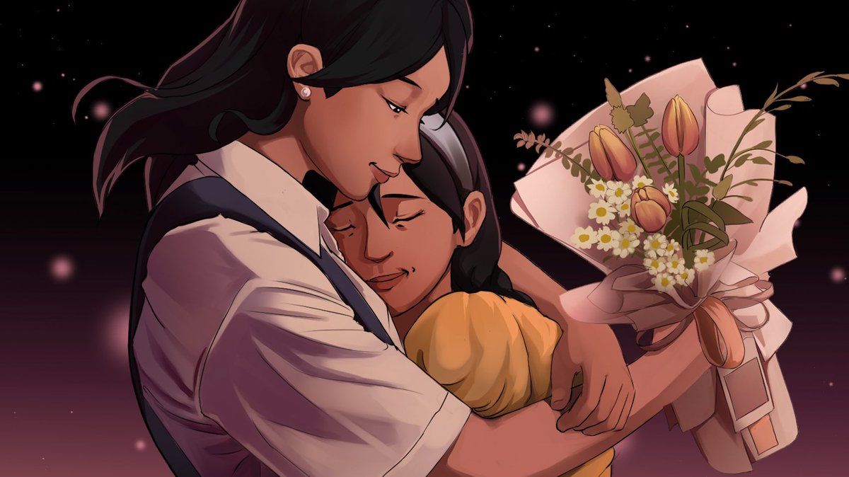 hirayel's tweet photo. It’s #PortfolioDay 🧍‍♀️

I’m Yel and I love illustrating sapphic stories 💗🌿 https://t.co/jAYvimTQNz