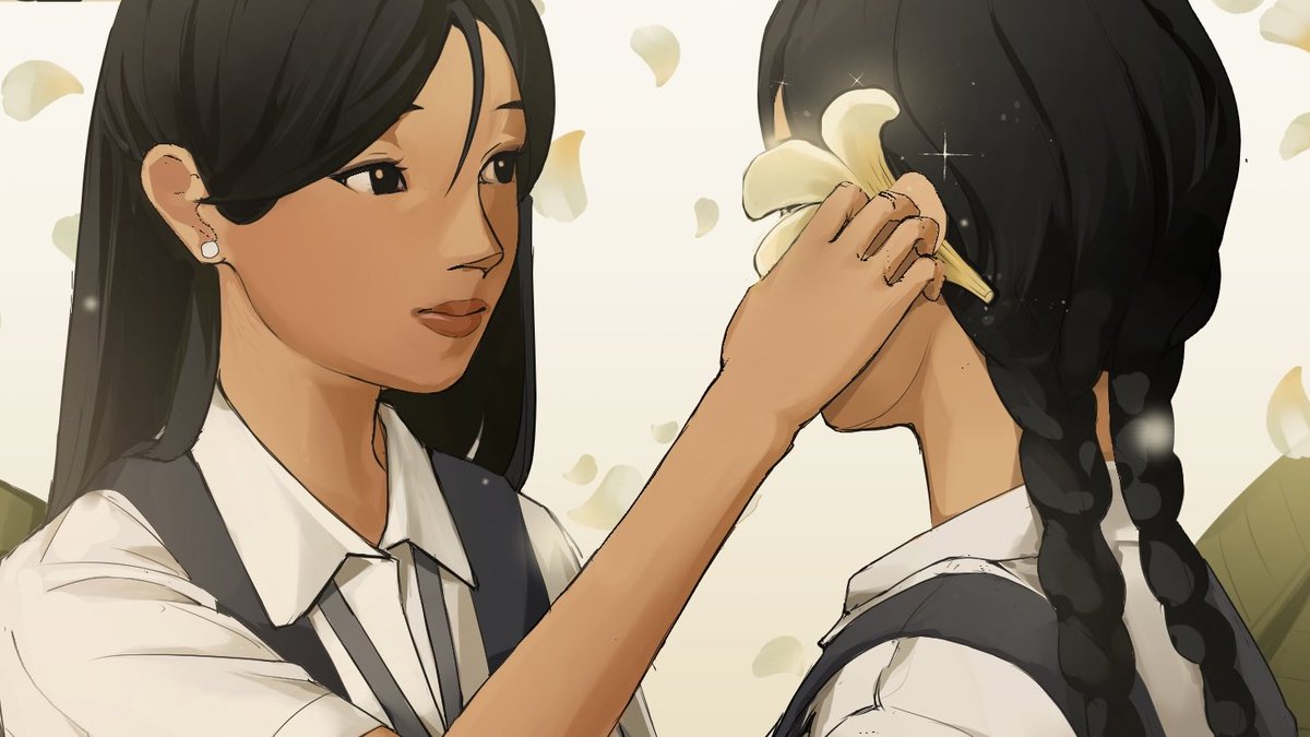 hirayel's tweet photo. It’s #PortfolioDay 🧍‍♀️

I’m Yel and I love illustrating sapphic stories 💗🌿 https://t.co/jAYvimTQNz