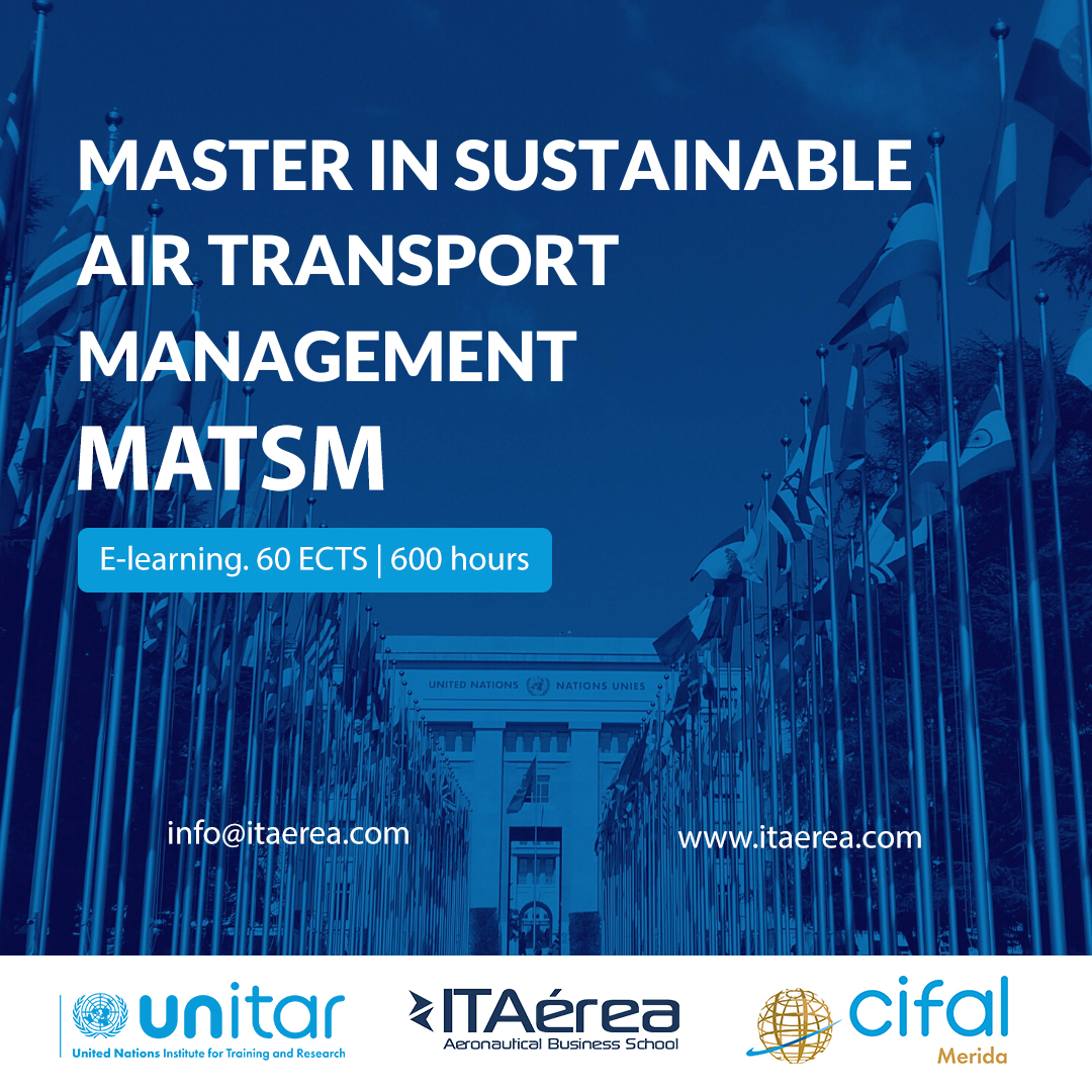 ITAerea_Aero's tweet photo. Master in Sustainable Air Transport Management Executive ✈️ E-learning modality ( @ONU_es - @UNITAR)

#ITaerea &amp; United Nations has been developing this postgraduate degree for those professionals who want to make a significant positive impact in the world. https://t.co/3IHSKrtGAD