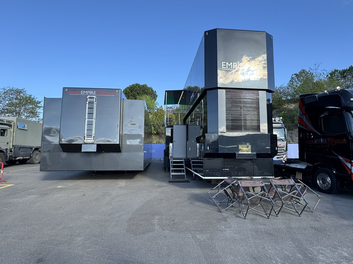 Hello from sunny <a href="/Circuitcat_eng/">Circuit de Barcelona-Catalunya</a> for <a href="/EuropeanLMS/">European Le Mans Series</a> Here are our two <a href="/riojavehicles/">Rioja Vehicles</a> set up ready for our clients!