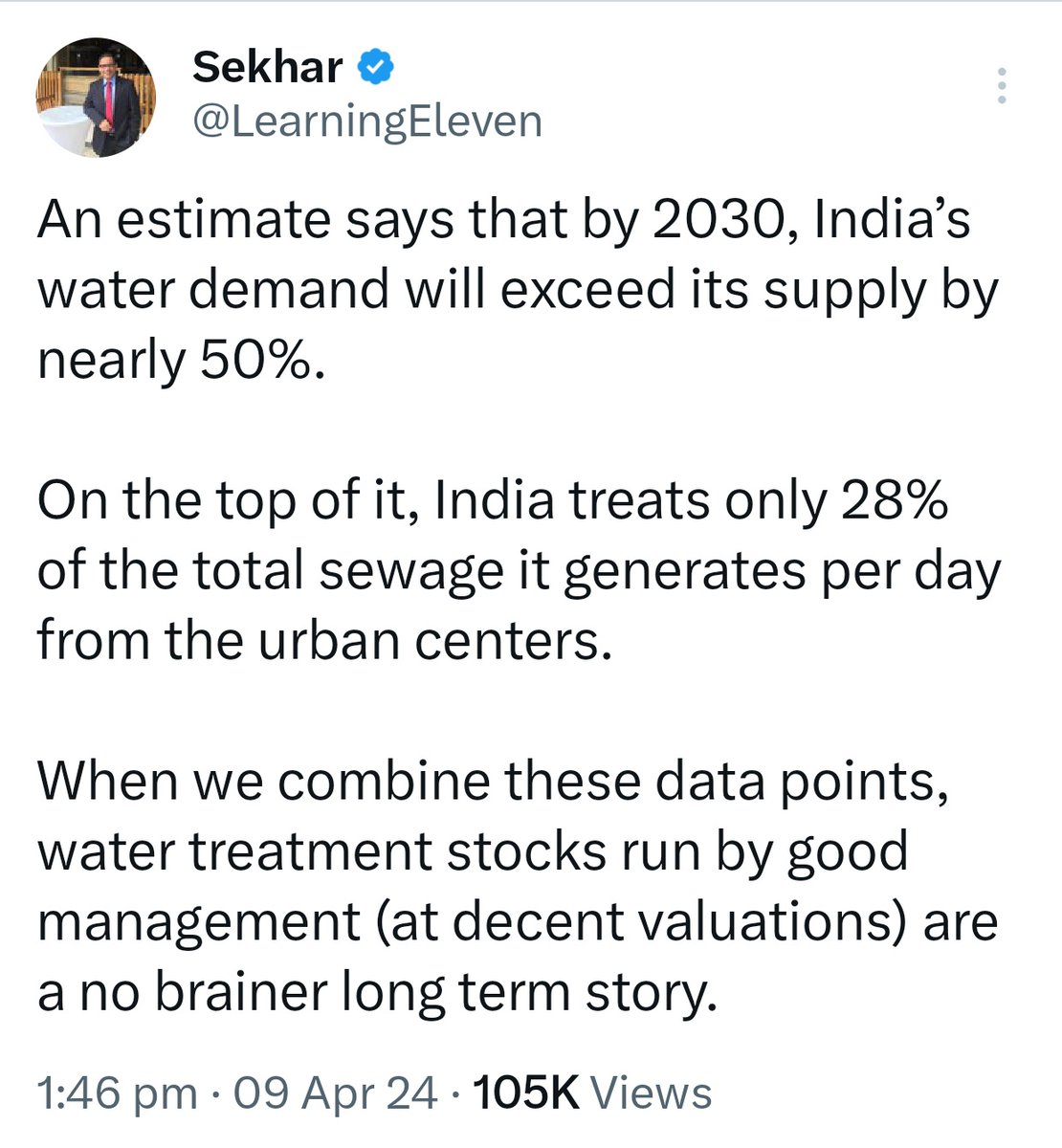 Thesis to why 'Water Treatment' Could be a megatrend going forward 👇

Some of the companies which could benefit are 

#Watertreatment #water #investing

(1/2)