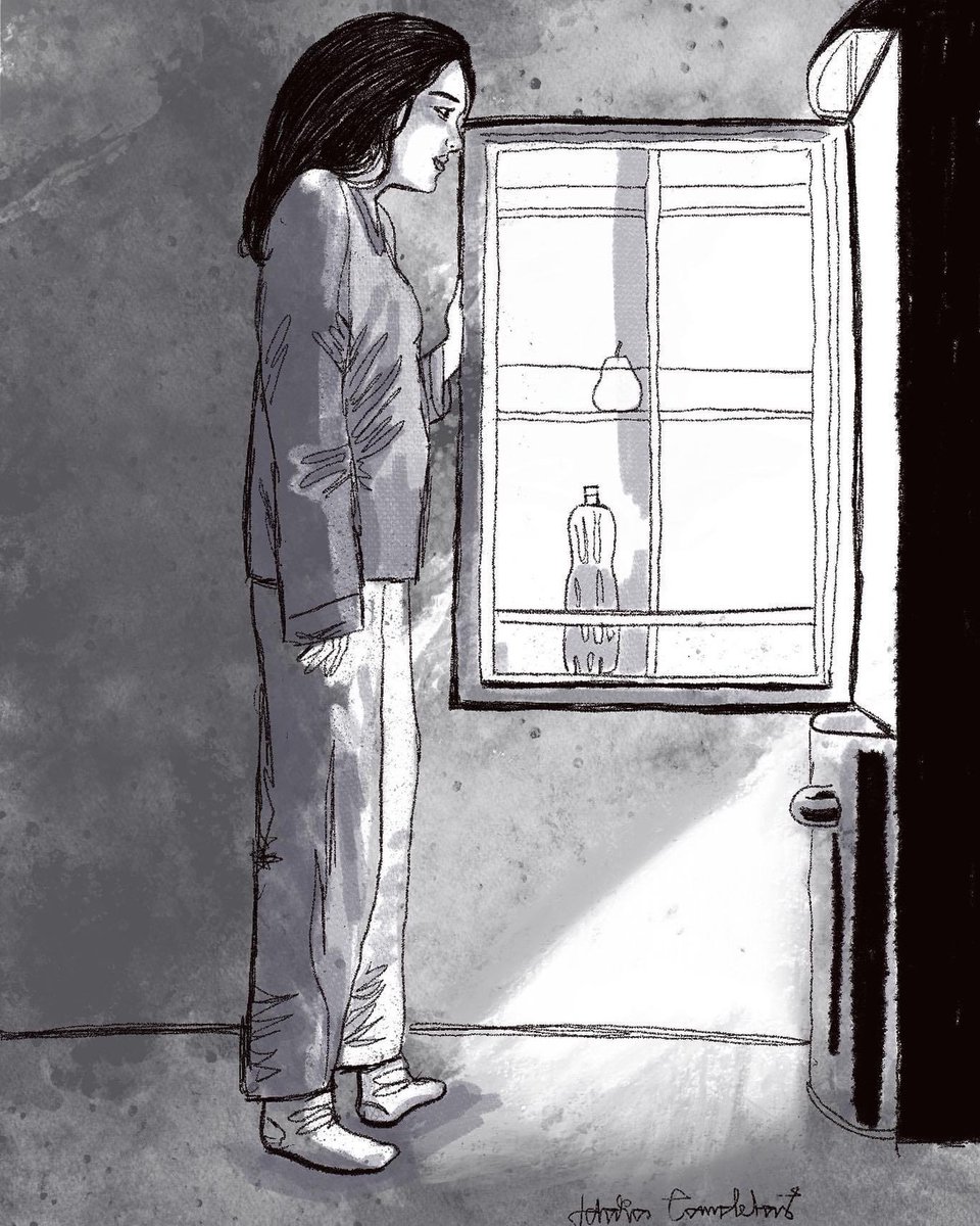 Buscando las respuestas a la vida.

Hace tiempo hice un dibujo similar, ese tiempo ha pasado y me ha hecho cambiar,  dibujo diferente y sigo haciéndome muchas preguntas, y cómo muchos de ustedes, también voy al refrigerador a ver si ahí encuentro las respuestas.
idaliacandelas