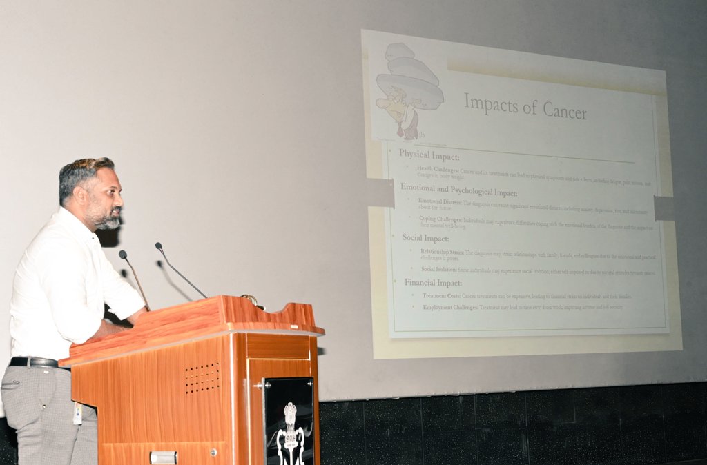 IN_HQSNC's tweet photo. A cancer awareness event in line with #WorldHealthDay's theme 'My Health,My Right'was organised by #INHSSanjivani on #08Apr 24. Talk by doctors of @AmritaHospitals,mime performance &amp;cancer awareness quiz  were the highlights. Speakers were felicitated by RAdm Upal Kundu,#COS #SNC https://t.co/YwrzpY8kS9
