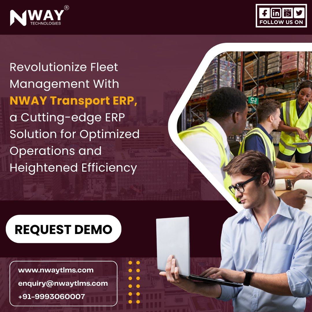 𝗡𝗪𝗔𝗬 𝗧𝗥𝗔𝗡𝗦𝗣𝗢𝗥𝗧 𝗘𝗥𝗣 𝗦𝗢𝗙𝗧𝗪𝗔𝗥𝗘

Revolutionize Fleet Management With NWAY Transport ERP, a Cutting-edge ERP Solution for Optimized Operations and Heightened Efficiency.

#TransportationManagement #LogisticsSolutions #ERPSoftware #EfficientShipping #NwayTLMS