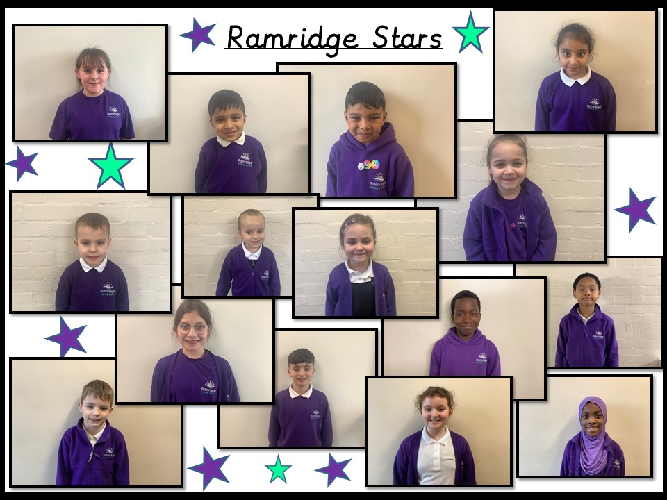 On Friday, 25th March, we celebrated our newest Ramridge Stars in our last assembly of the term. Congratulations to Zakariya, Mila, Denis, Lariyah, Dawud, Emily, Harjas, Elsie-Mae, Mateusz, Maya, Asiyah, Erdian, Zeke, Mohammed and Jessica. #proud