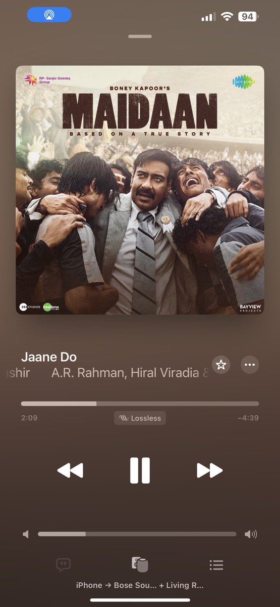 I can see #JaaneDo to be my most listened song in 2024.

The type of song only @arrahman can compose. Pure goosebumps, still shaking from the incredible highs of this song.