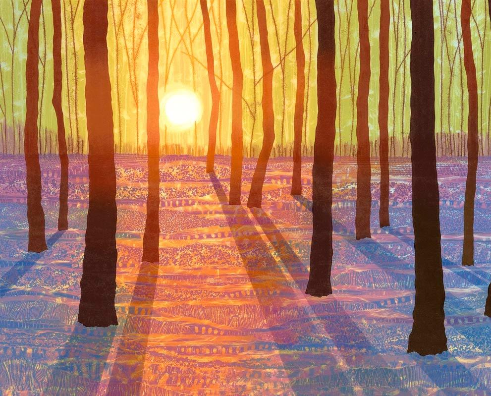 'Spring Shadows' by UK artist and printmaker Rebecca Vincent #WomensArt