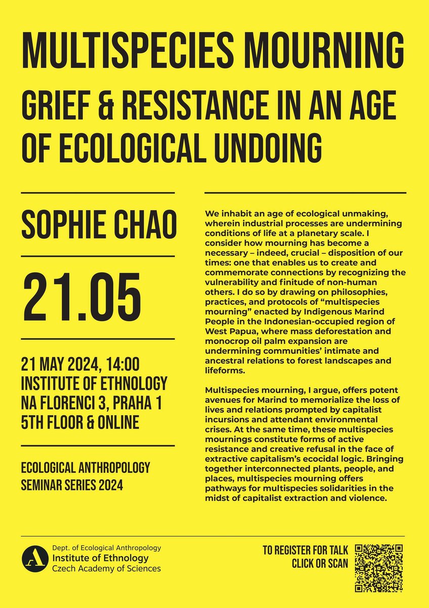 Up next in the Institute of Ethnology's ecological anthropology seminar series

Register here - forms.office.com/e/rfKrvjTnE2