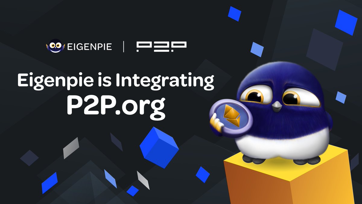 Eigenpie 🤝 P2P.org The EigenLayer Mainnet upgrade went live, enabling operators to validate the first AVS, EigenDA, and allowing restakers to start putting shared security to work. Eigenpie is excited to welcome @P2Pvalidator as an upcoming restaking operator…