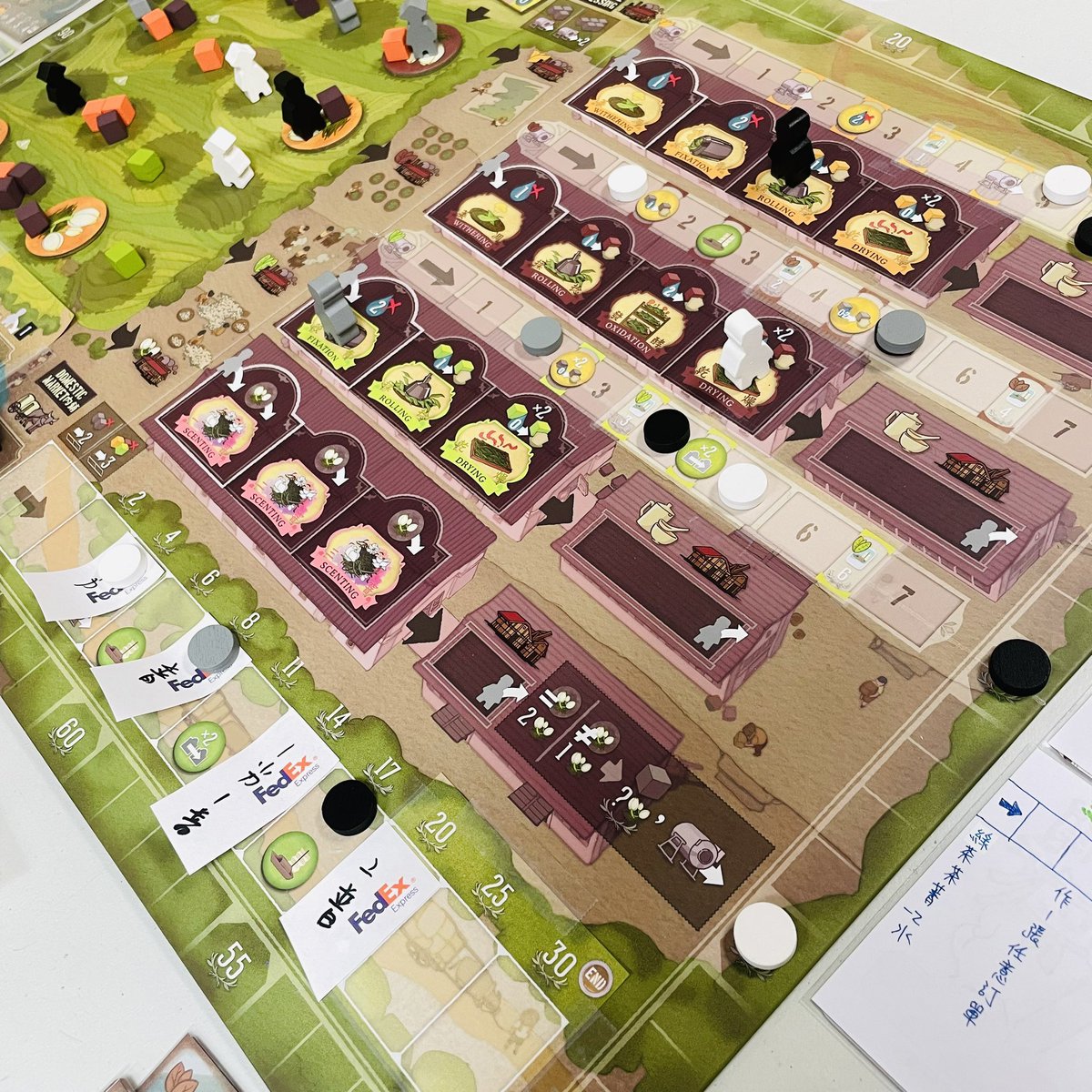 TaiwanBGdesign's tweet photo. While preparing for #ゲムマ, @sosostudio and us are also busy tweaking the rules for Formosa Tea 2.0 which will launch on #Kickstarter soon. Super excited to bring this beautiful worker placement + worker “pushment” game back to the market! https://t.co/z9r2hBISE5