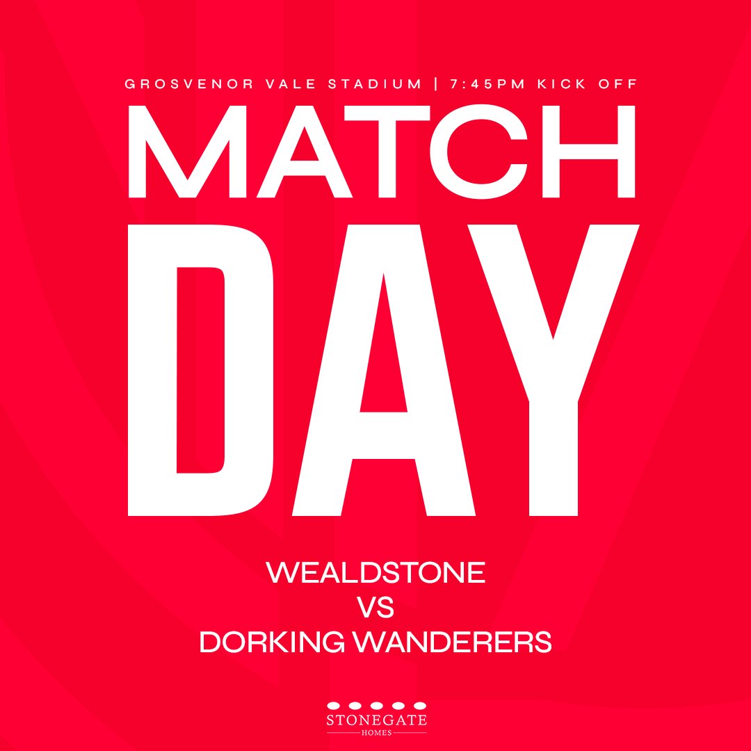 𝗠𝗮𝘁𝗰𝗵𝗱𝗮𝘆 𝘃𝘀 𝗪𝗲𝗮𝗹𝗱𝘀𝘁𝗼𝗻𝗲 💪 🆚 Wealdstone 🏟️ Grosvenor Vale Stadium 🕢 7:45pm kick off Let's make some noise Wanderers fans 📢