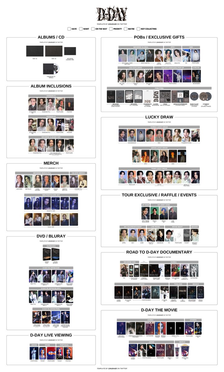 BTS SUGA AGUST D D-DAY PC PHOTOCARD WISHLIST TEMPLATES