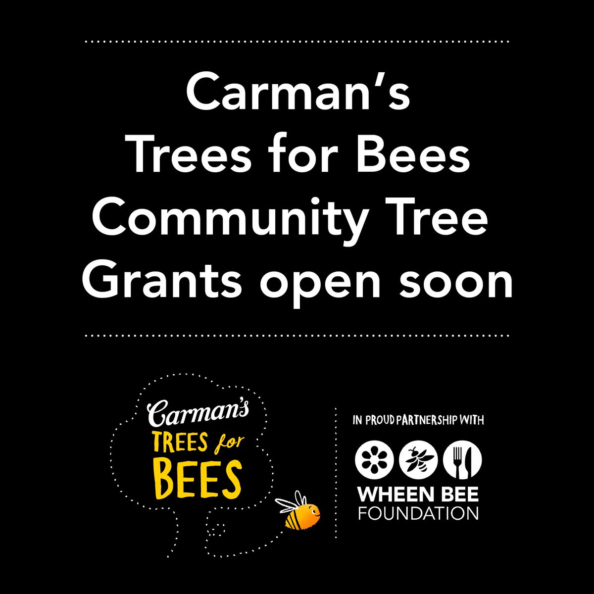 The Carman's Trees for Bees Community Tree Grants are back again, with applications opening on 19 May 2024. The program provides grants of up to $500 to community groups to plant pollinator-friendly plants in their local area. More info at bit.ly/459DHOl @CarmansKitchen