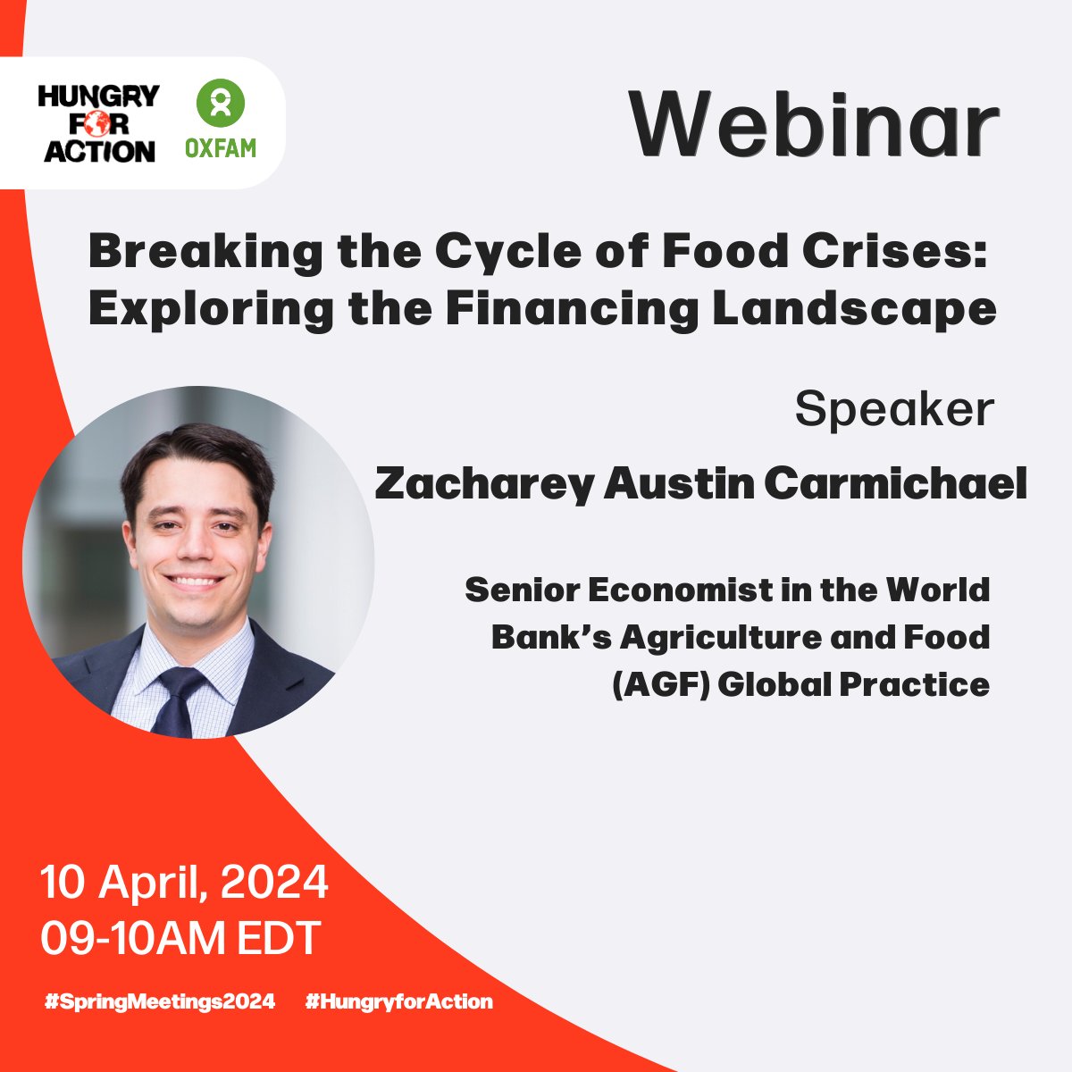 📣#HappeningToday: 'Breaking the Cycle of Food Crises: Exploring the Financing Landscape'. 🎙️Sessi, @Zac_Carmichael, @neemalugangira, @asmalateef & @fredroder will explore how #SpringMeetings2024 can help unlock financing. RSVP👉bit.ly/3PNnqsb #HungryforAction