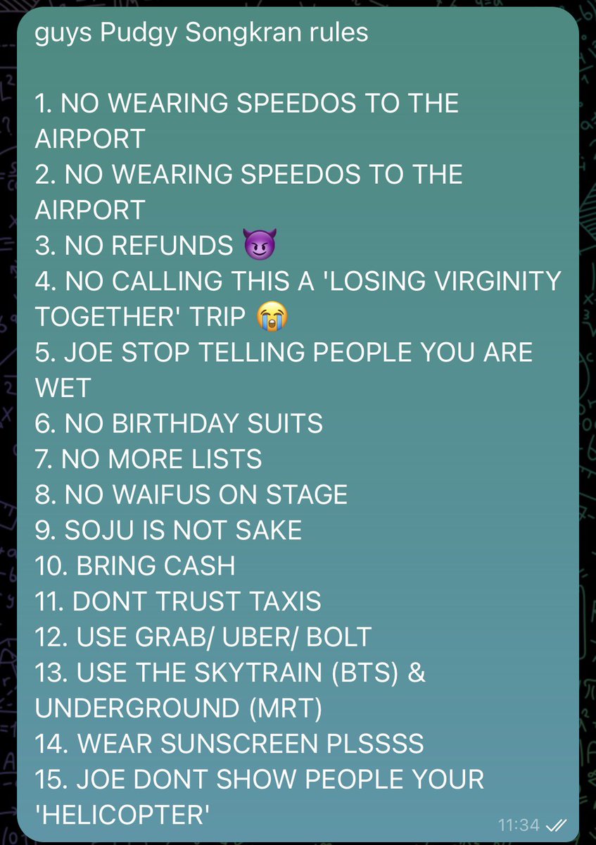 When the group chat gets so hectic you need to set ground rules 🥲😭 I'm SO READY for #PudgySongkran If you alr bought tickets, dont forget to join the tg group chat 🫡 (Link sent in email) If you havent bought tickets.. what are ya doin... 🎟️ lu.ma/pudgysongkran