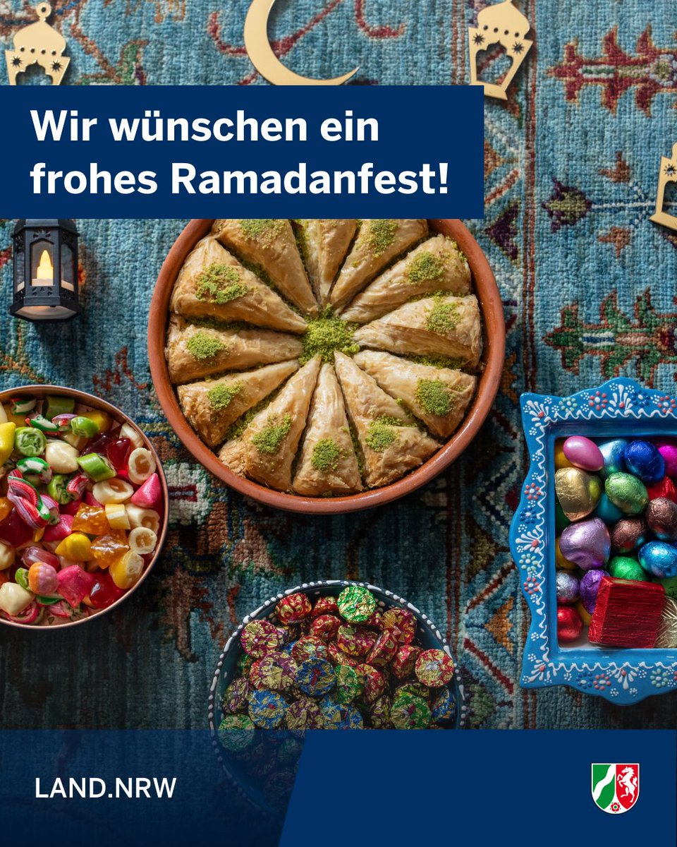 Mit dem #Ramadanfest geht die Fastenzeit für Musliminnen und Muslime zu Ende. 🌙 Wir wünschen ein frohes Fest im Freundeskreis oder mit der Familie. Eid Mubarak! 🍭🍬🧁 #TeamNRW #Zuckerfest