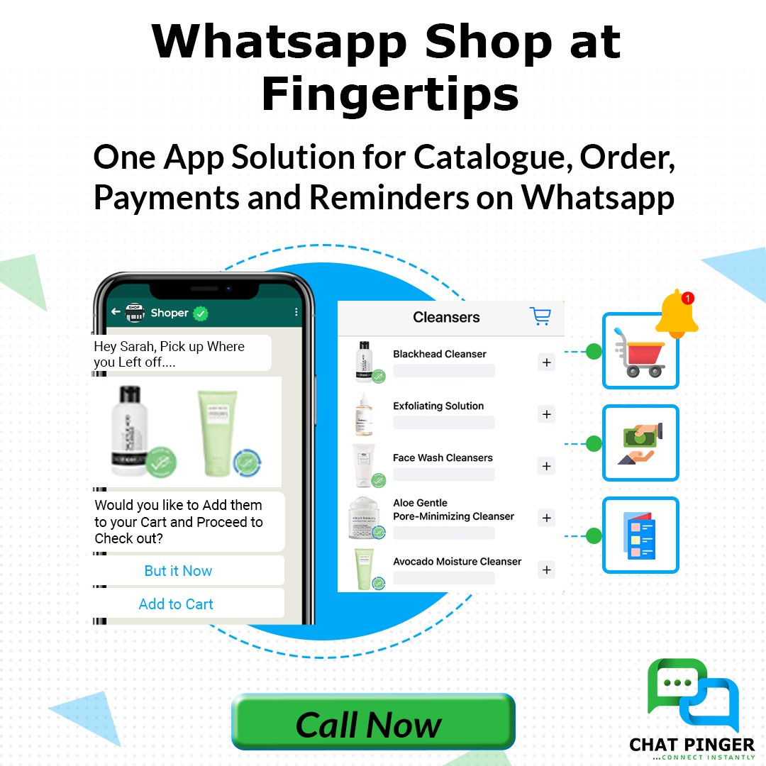 🛍️📱 Your One-Stop WhatsApp Shop Solution 🛒

🌟 Revolutionize your sales with a comprehensive WhatsApp shop solution. 💼

#whatsappmarketing #ChatPinger #whatsappbot  #marketing #chatbot #retail #ecommercebusiness #EcommerceSuccess #ecommerce #retailers