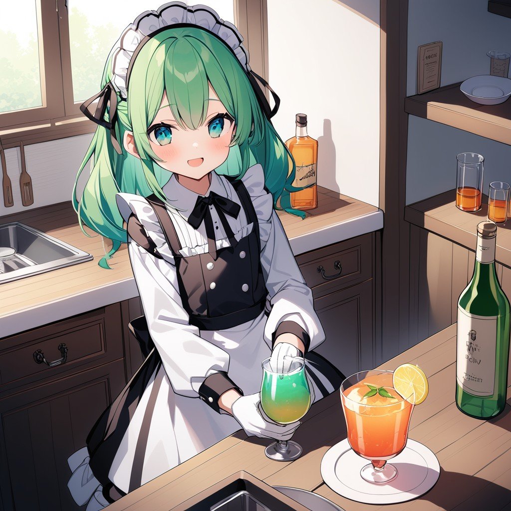 'Good morning, Master. I took an interest in mixology, the colors that come out are so beautiful ! But i can't try them myself ... Would you do me the honor ?'