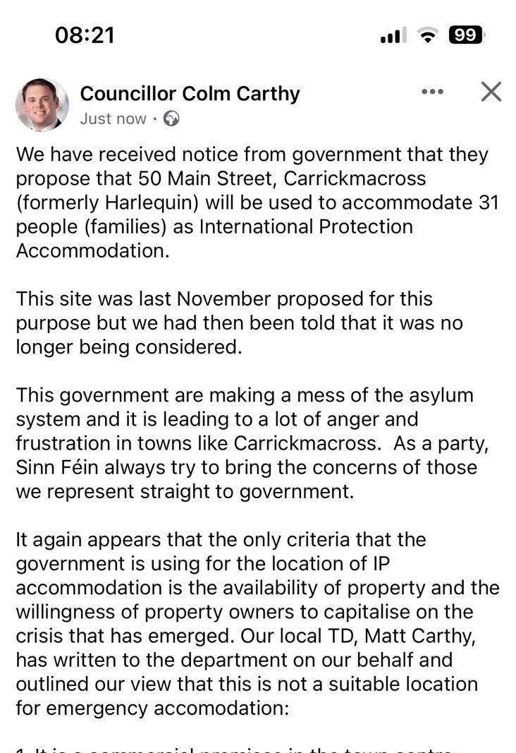 Now Harlequin of Carrickmacross has been taken over as a DP centre. We need to change the political class who put economic migrants before the welfare and security of the Irish people. #Carrickmacross #Monaghan #IrelandOptsOut