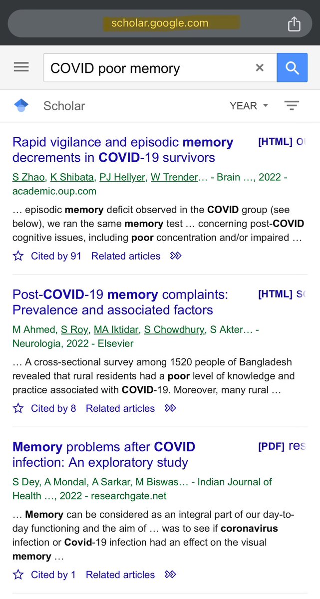 Dracpet's tweet photo. @BeatzXBT Google Scholar, search for: Covid poor memory. Surprise! https://t.co/Uw3d9bHQVZ