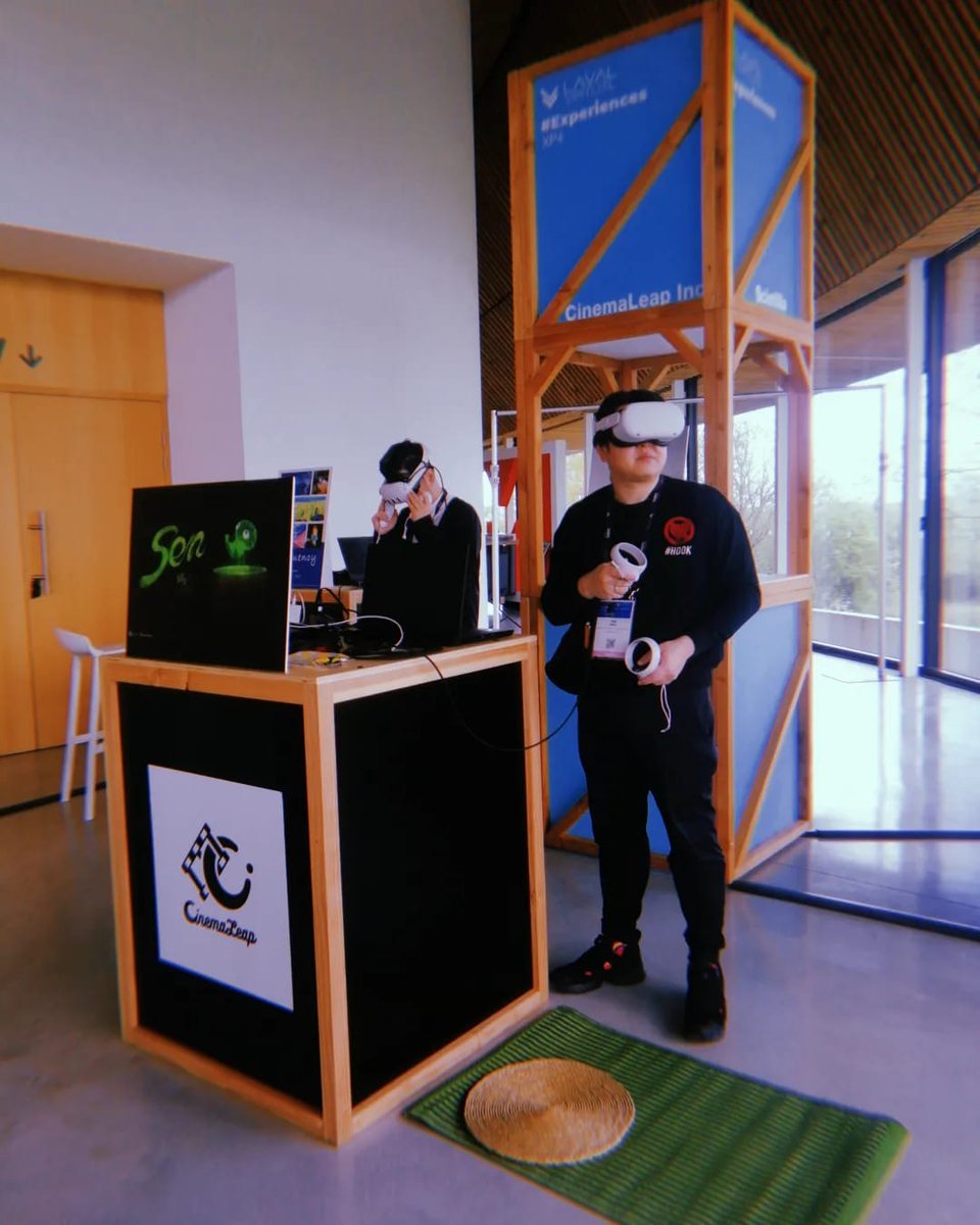 @cinemaleap's booths ready for @lavalvirtual✨ 
Join us and discover our latest #XR projects: SEN by Keisuke Itoh 🍵 and Frequency by Ellie Omiya 🎨
 
#CinemaLeap #LavalVirtual #ImmersiveExperience #ImmersiveArt #VR #InteractiveExperience #Innovation #Technology #Art
