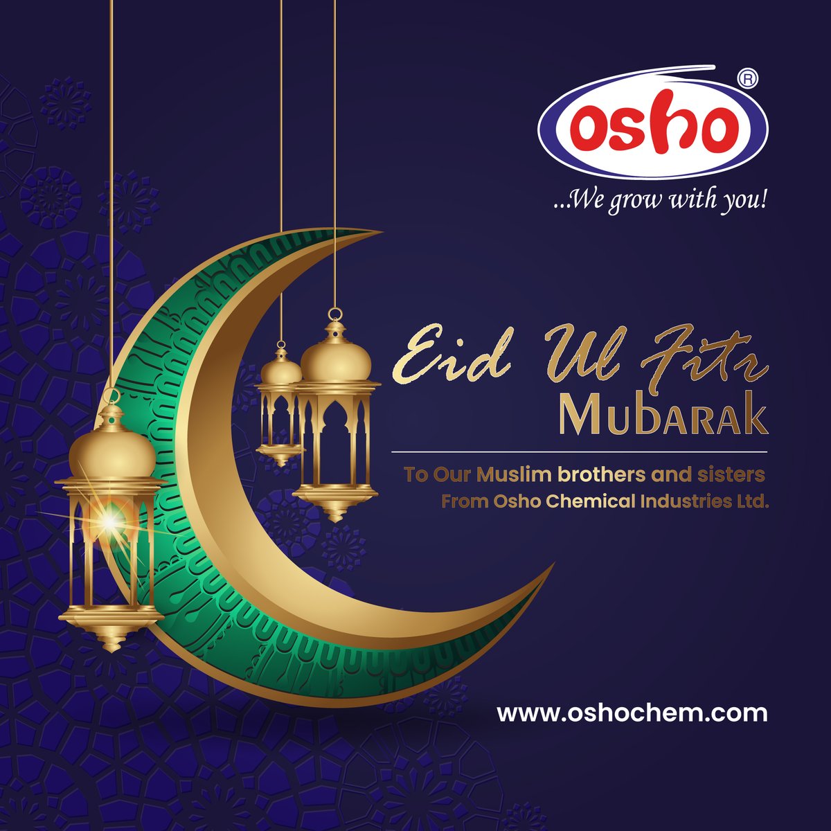 Eid Mubarak from Osho Chemical Industries Ltd! 🌙✨ As we bid farewell to Ramadhan, we celebrate the joyous occasion of Eid ul-Fitr with gratitude and unity. May this day bring you & your loved ones abundant happiness, peace, and prosperity. #wegrowwithyou #EidUlFitr #EidMubarak