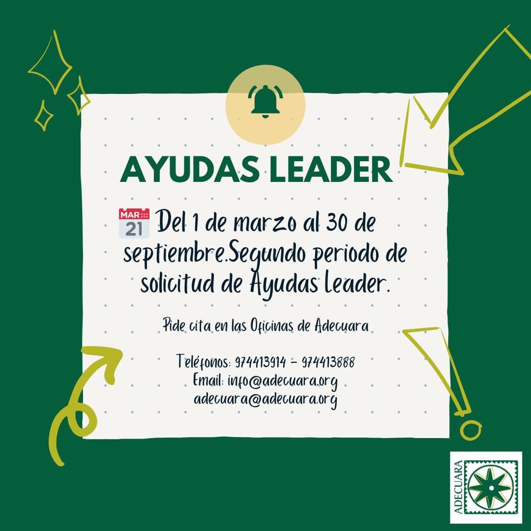 🗣️OS RECORDAMOS que sigue abierto el plazo de solicitud de las #AyudasLeader. Pide cita en las Oficinas de #Adecuara!!👇👇