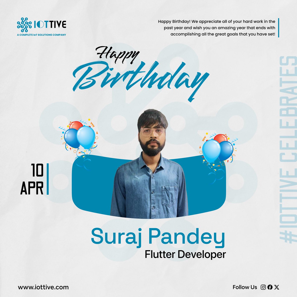 iottive's tweet photo. Wishing you a day full of laughter and happiness and a year that brings you much success. Happiest Birthday Ever Suraj Pandey

 @iottive

#teamiottive #team #birthday #birthdaywish #happybirthday https://t.co/psnFYHCLn1